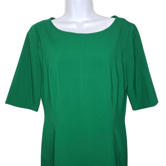 Tahari ASL Women's Sz 10P Green High Neck Sheath Dress (1699) - Picture 4 of 6